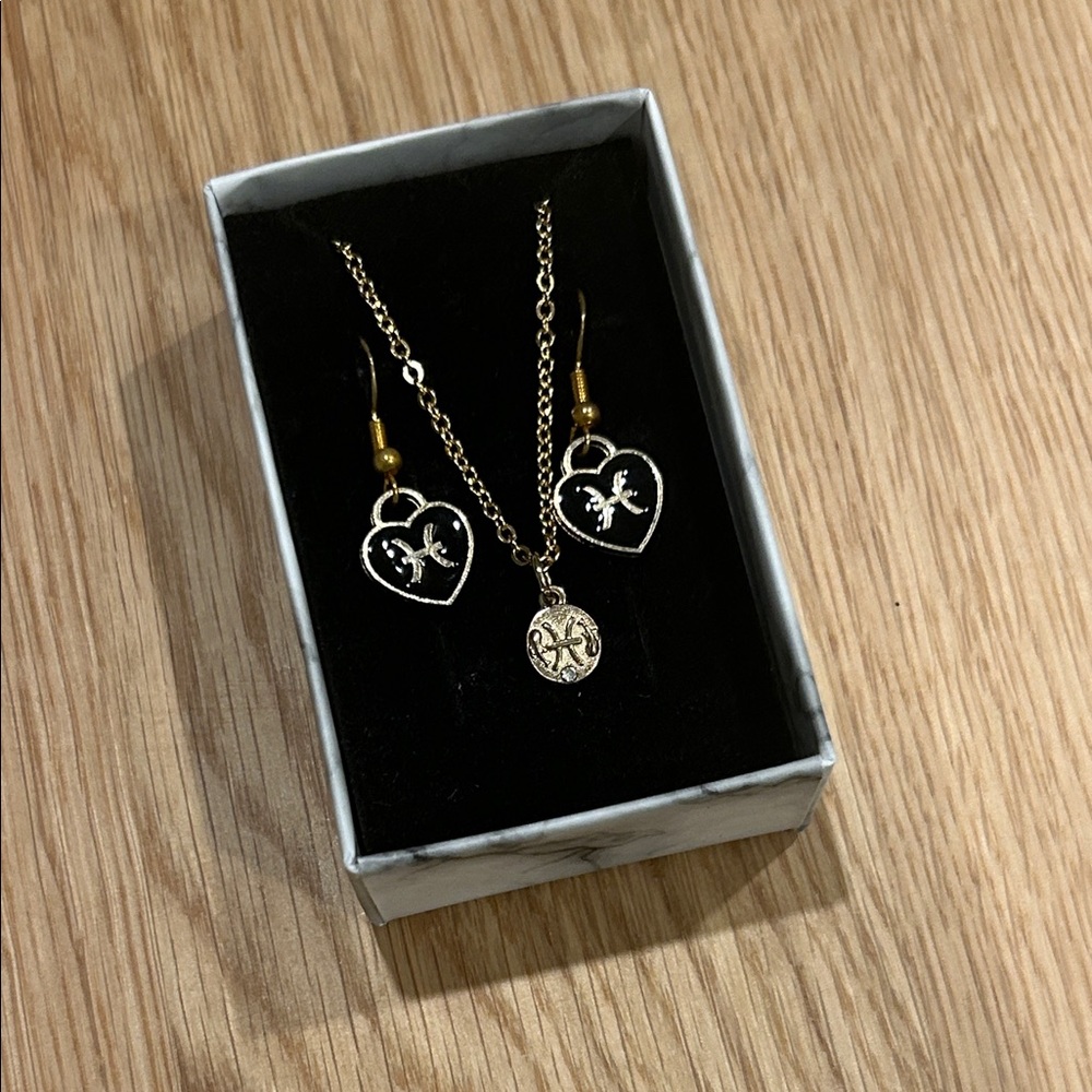 Pisces Zodiac Necklace and Earring Set